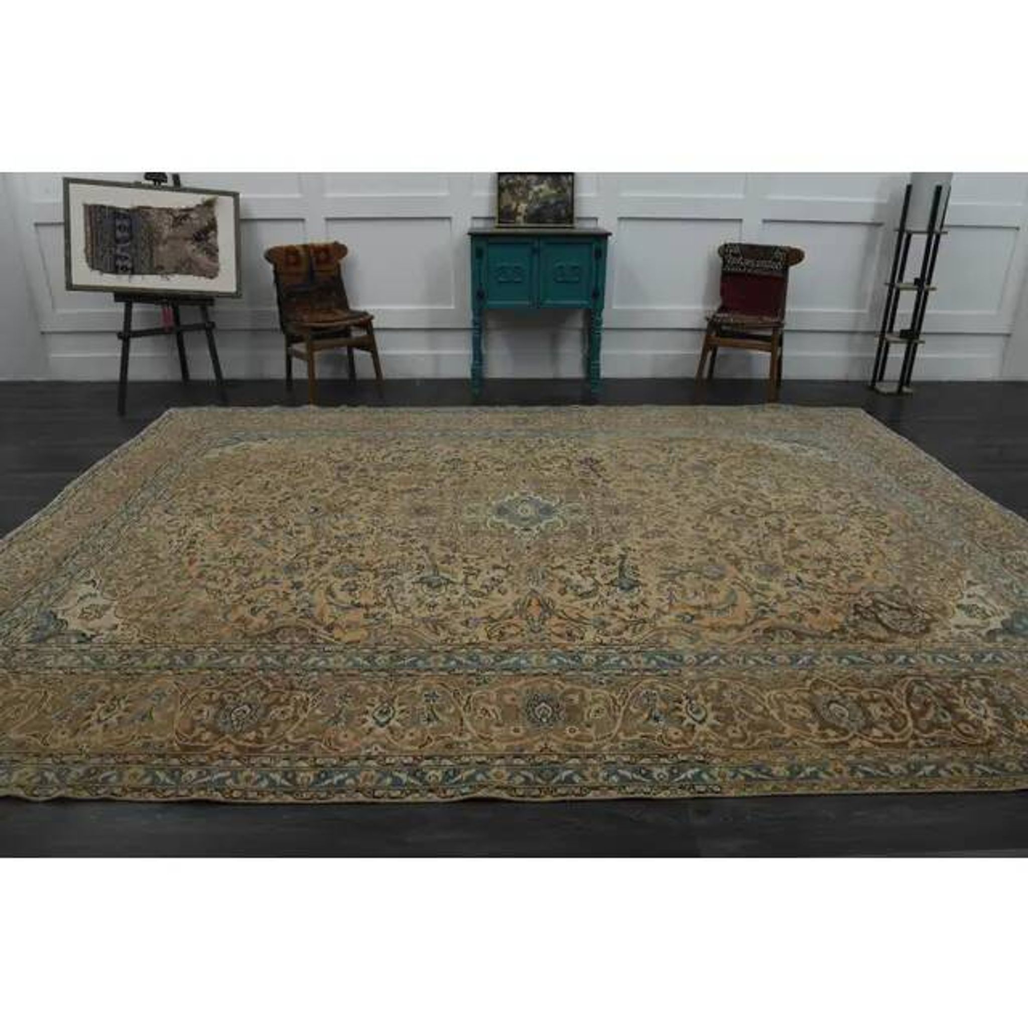 1970s Vintage Persian Handknotted Wool Orange Oversize Area Rug❤ 282x380