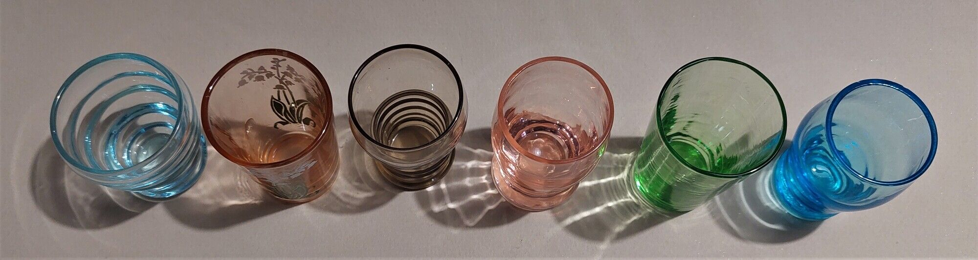 Vintage shooter shot glasses series of six assorted colors