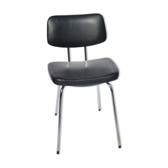 Chaise vintage chrome et noir