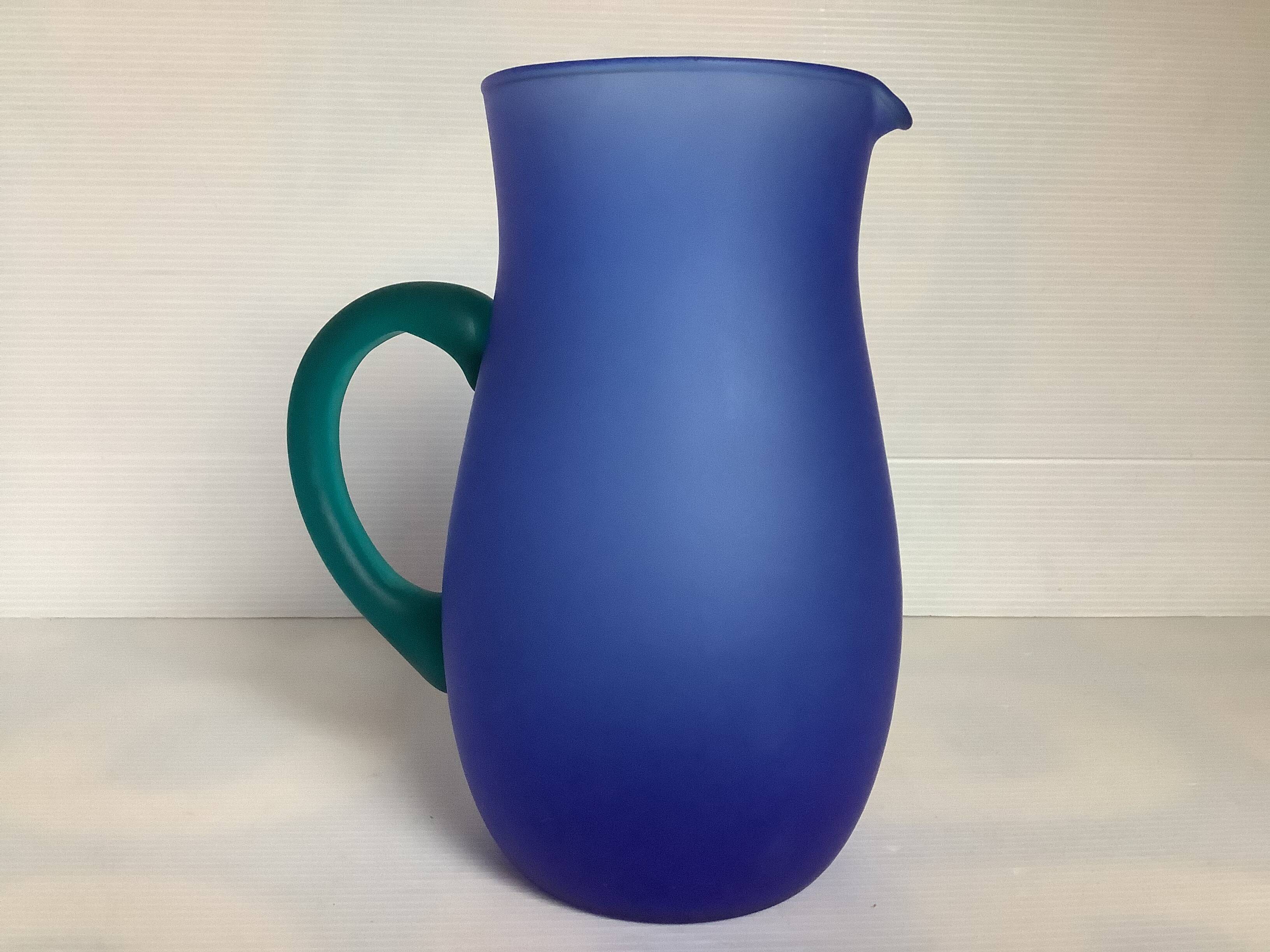 Blue glass paste pitcher