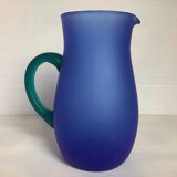 Blue glass paste pitcher