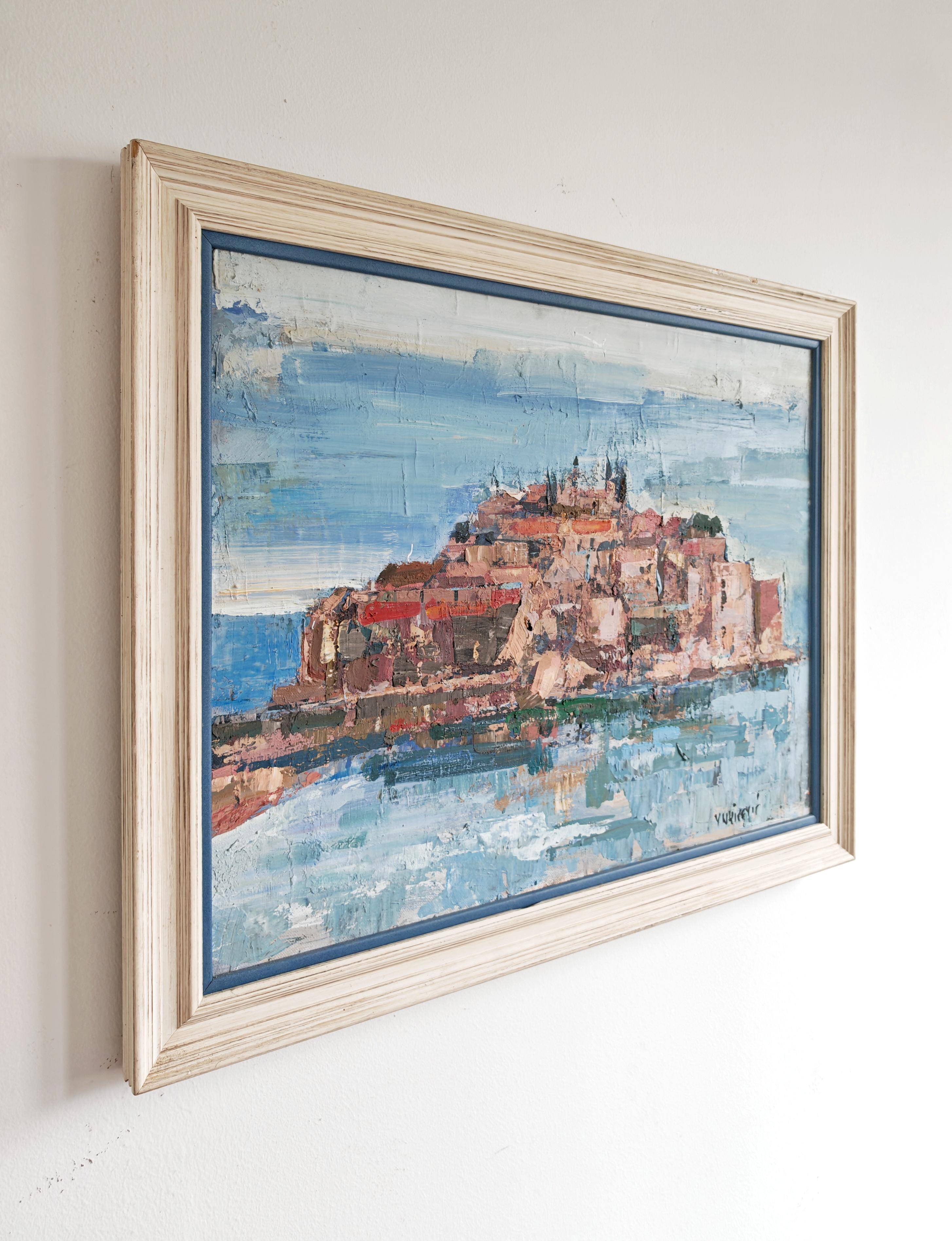 Mid Century painting "Saint Stephen Island" by Predrag Vukicevic