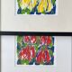 Cheerful silkscreen "red tulips" by Ad van Hassel, Dutch art