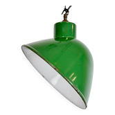Industrial British Green Enamel Factory Pendant Lamp, 1960s