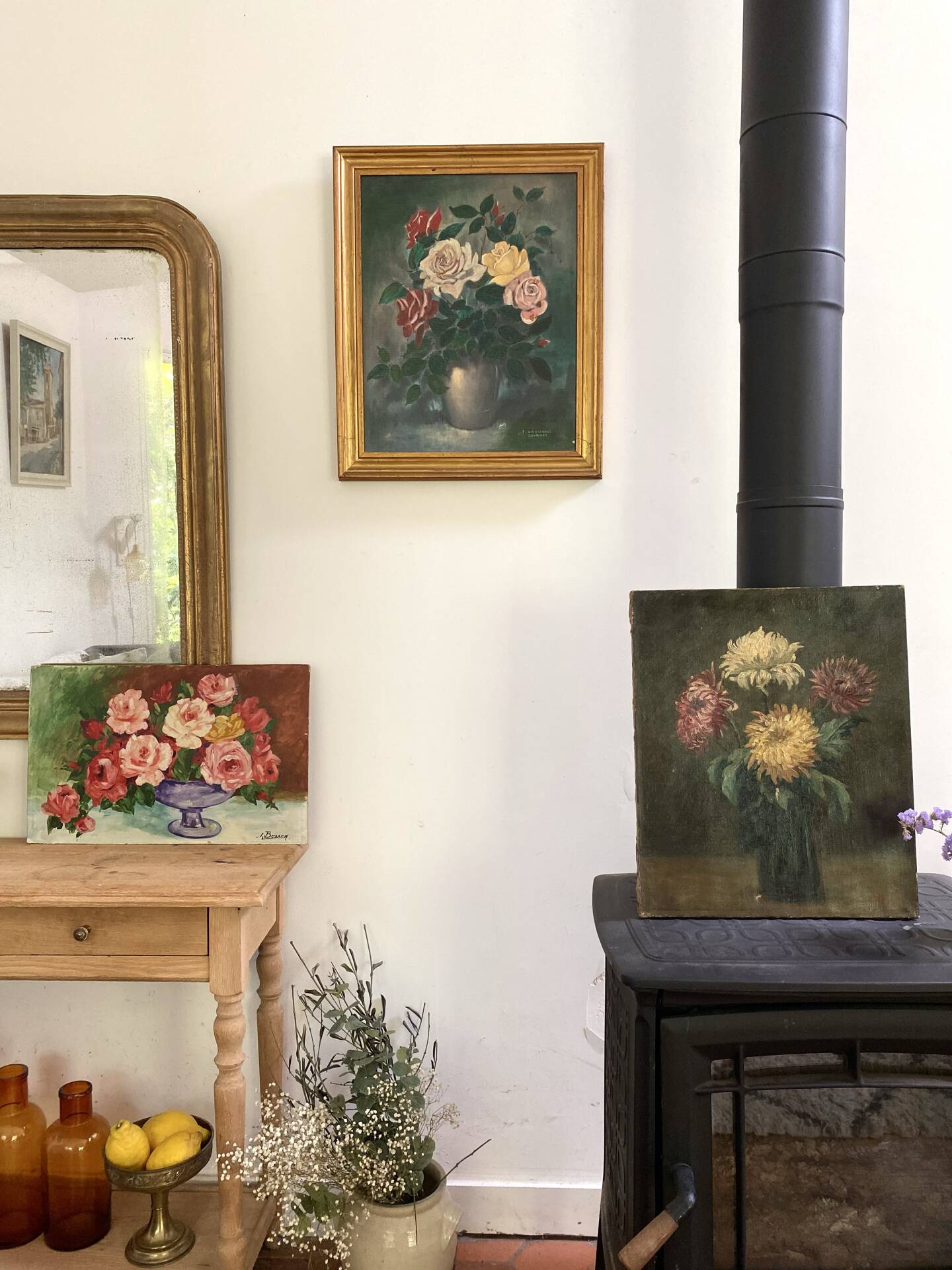 Old Painting "Still Life with Roses" – 1950
