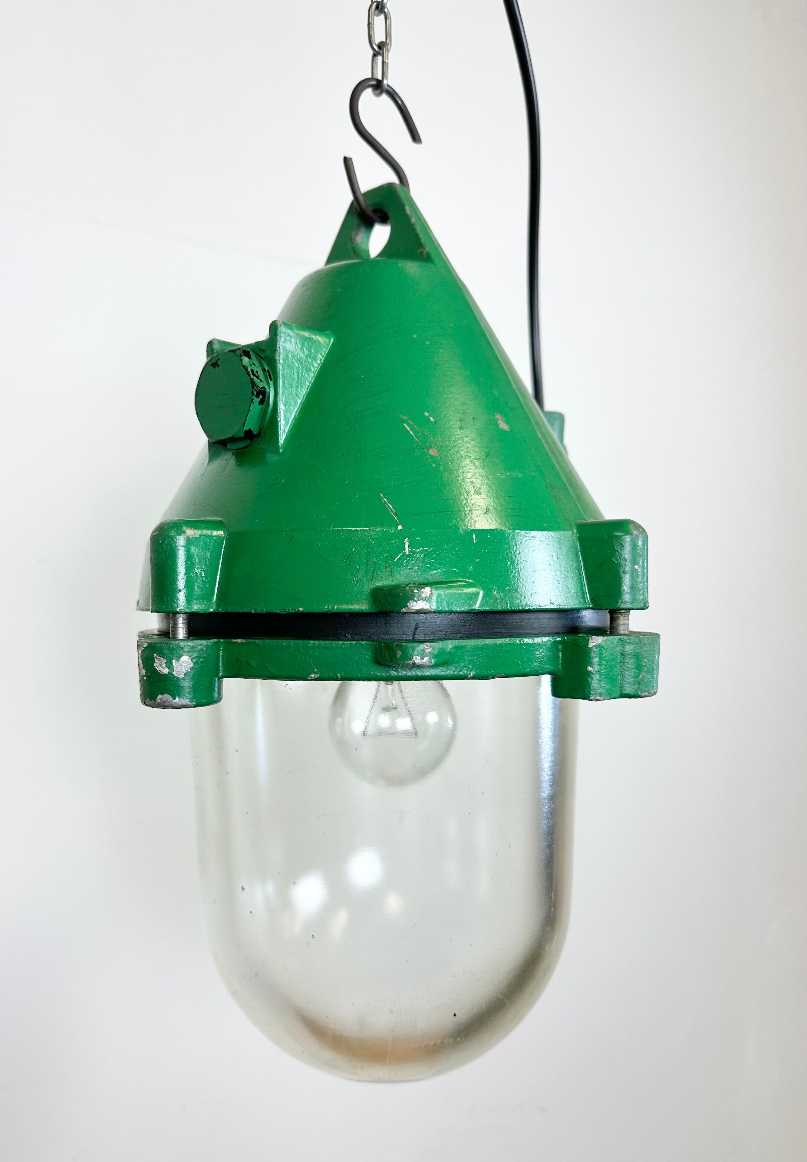 Green Industrial Cast Aluminium Explosion Proof Lamp, 1970s