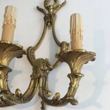 Pair of Louis XV style bronze wall sconces with 3 lights