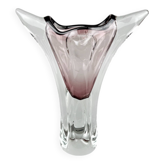 Vase en verre artistique vintage de Josef Hospodka pour Chribska Glasswork, années 1960