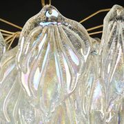 Superbe grand lustre en verre de Murano avec feuilles arc-en-ciel