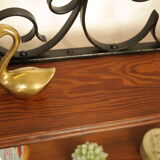 Wall shelf in wrought iron and old wood