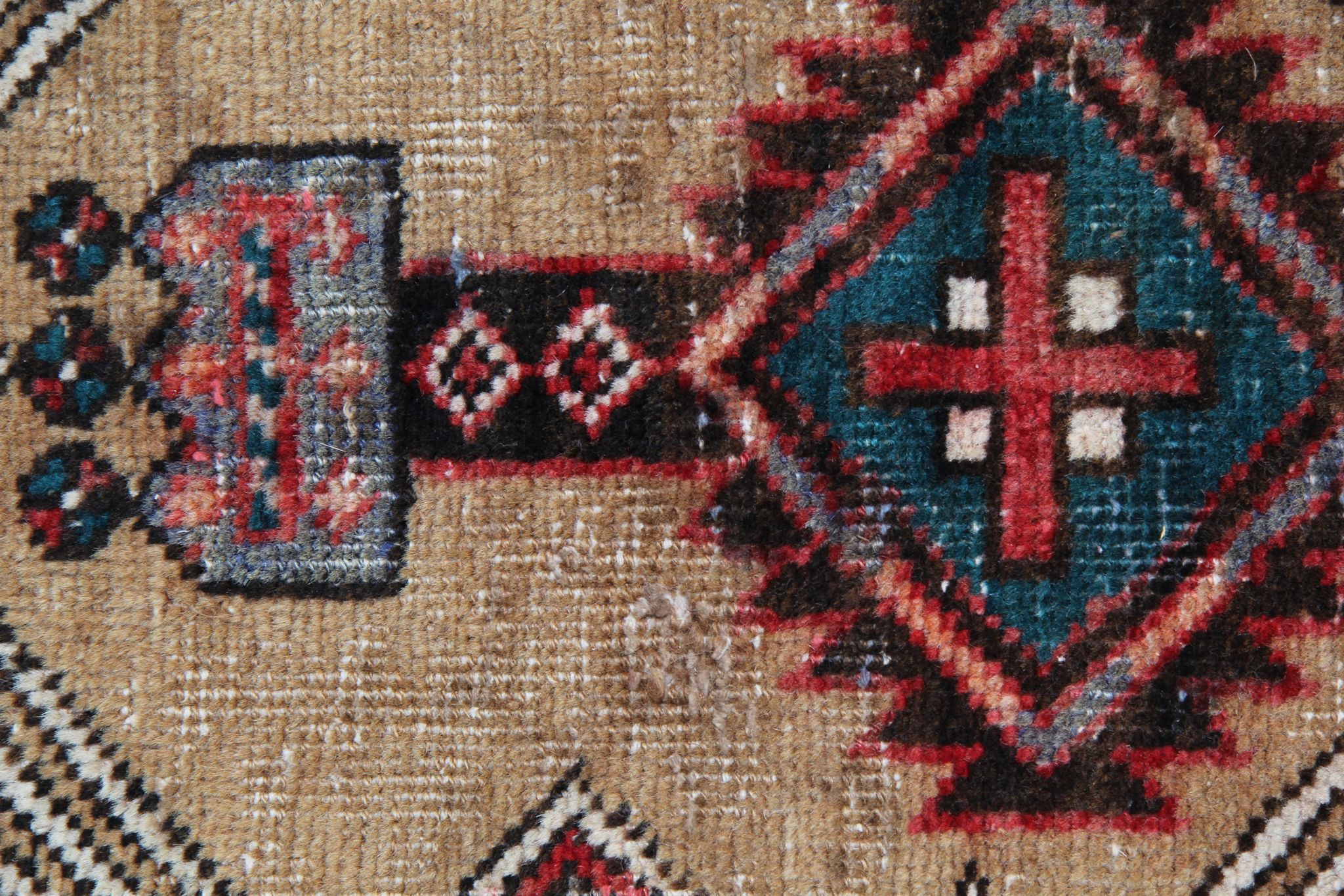 Traditional tribal wool runner rug long handmade oriental wool carpet 100x450cm