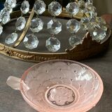 5 art deco cups pink old glass