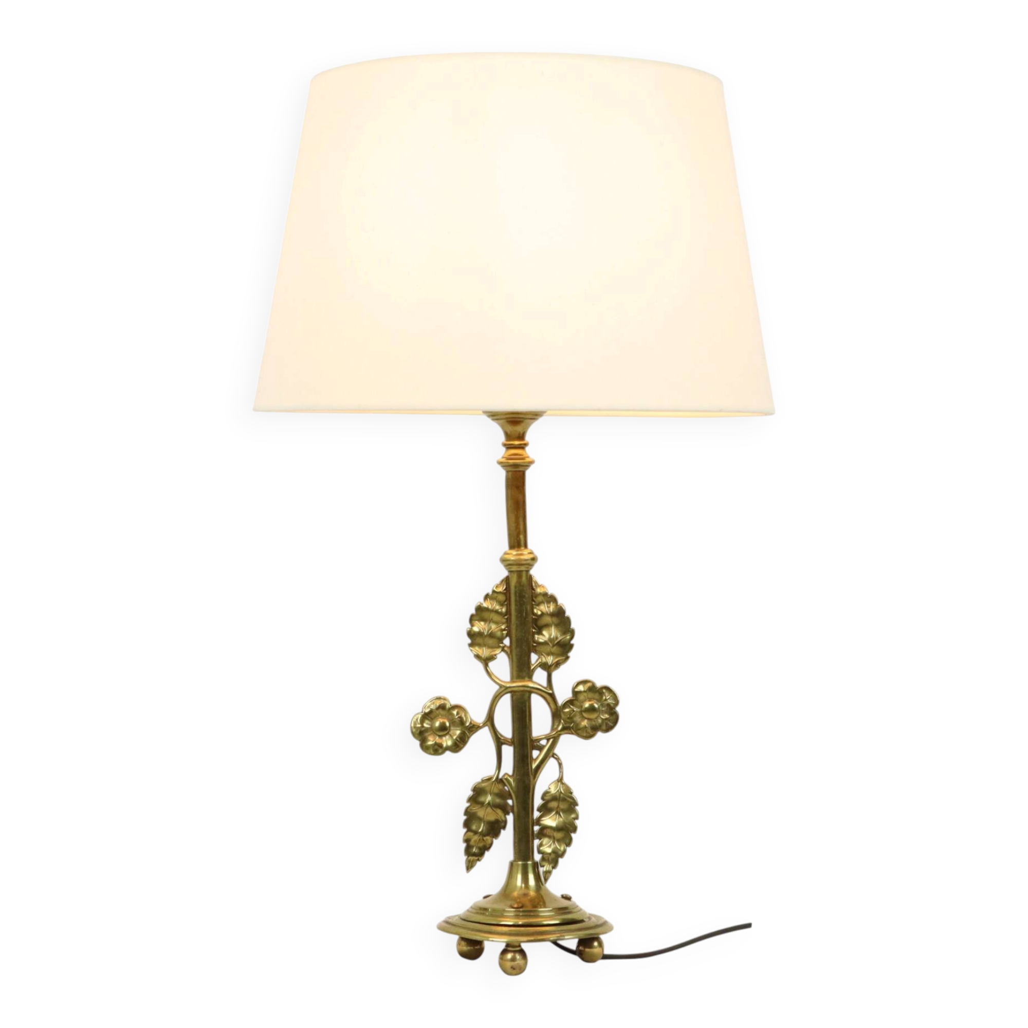 Elegant Floral Table Lamp Brass Art Nouveau Style 43cm