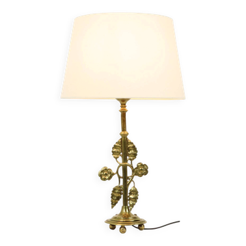Elegant Floral Table Lamp Brass Art Nouveau Style 43cm
