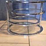 Modular aluminum coffee table and 4 glass shelves, h38x45x unfolded 120 pretty 70s style model