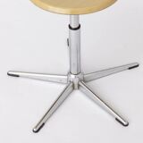 Set of 4 Vintage Industrial Stools 1970s, Chrome Adjustable Stools