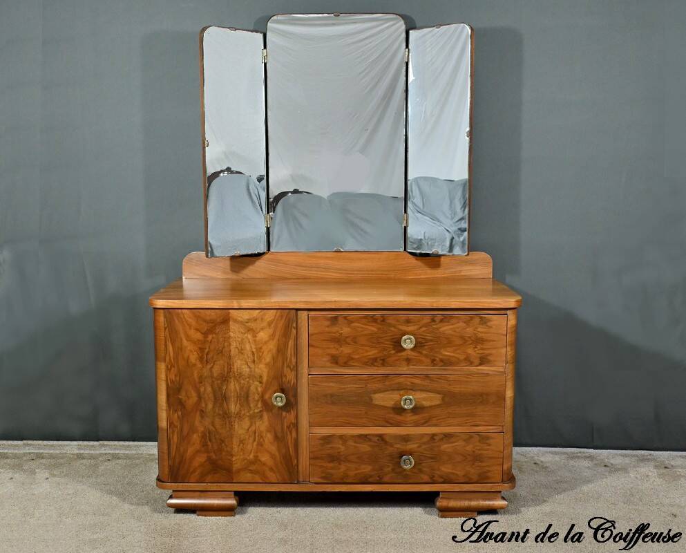 Walnut Veneer Hairdresser, Art Deco - 1930