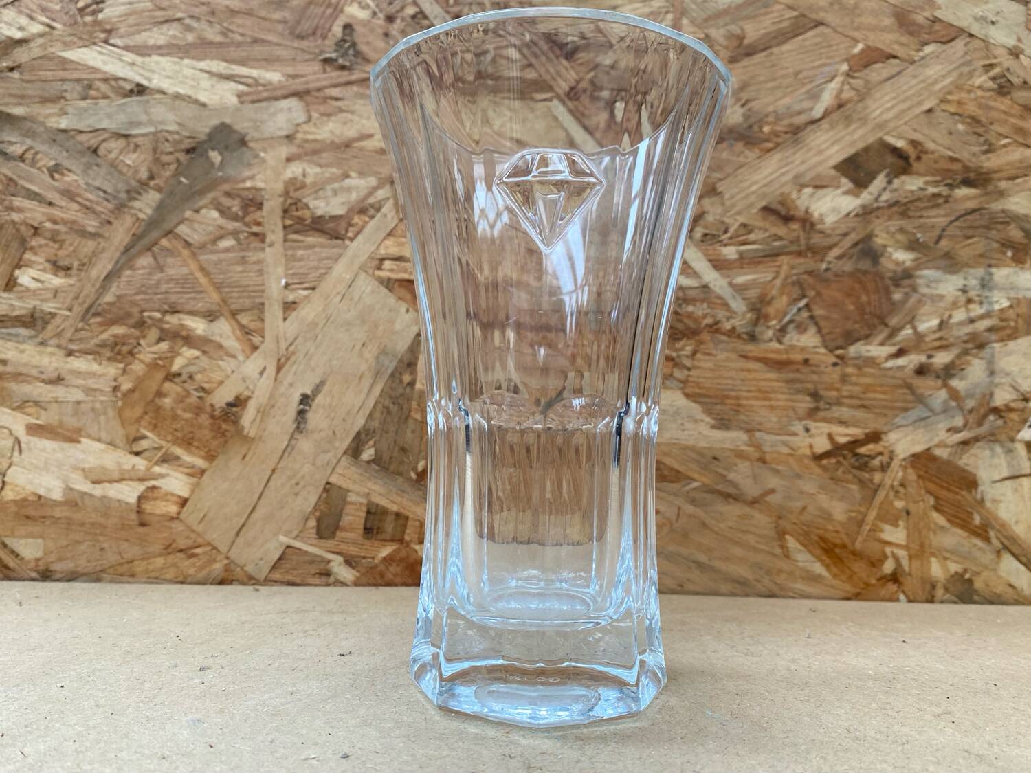 Antique Crystal D'Arques Vase With Diamond Made In France Vintage