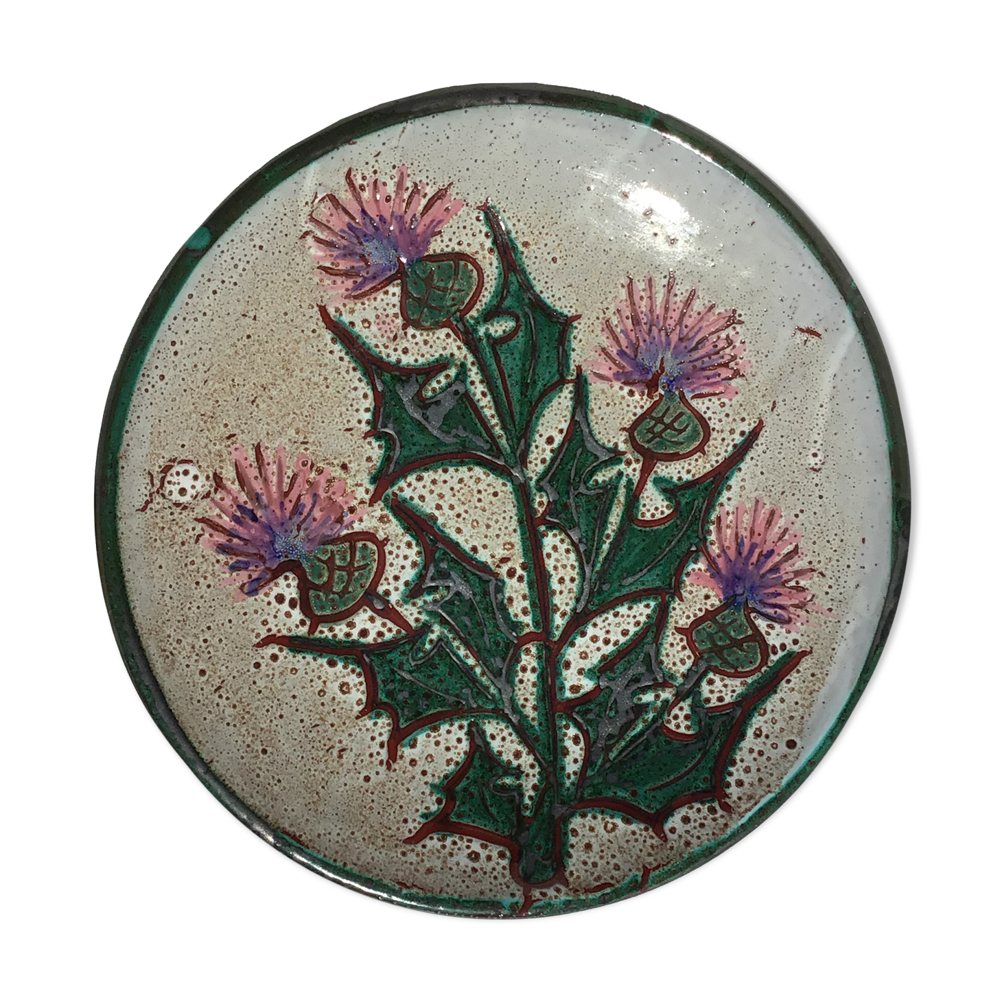 Dish Vallauris decoration thistles diameter 29.5cm