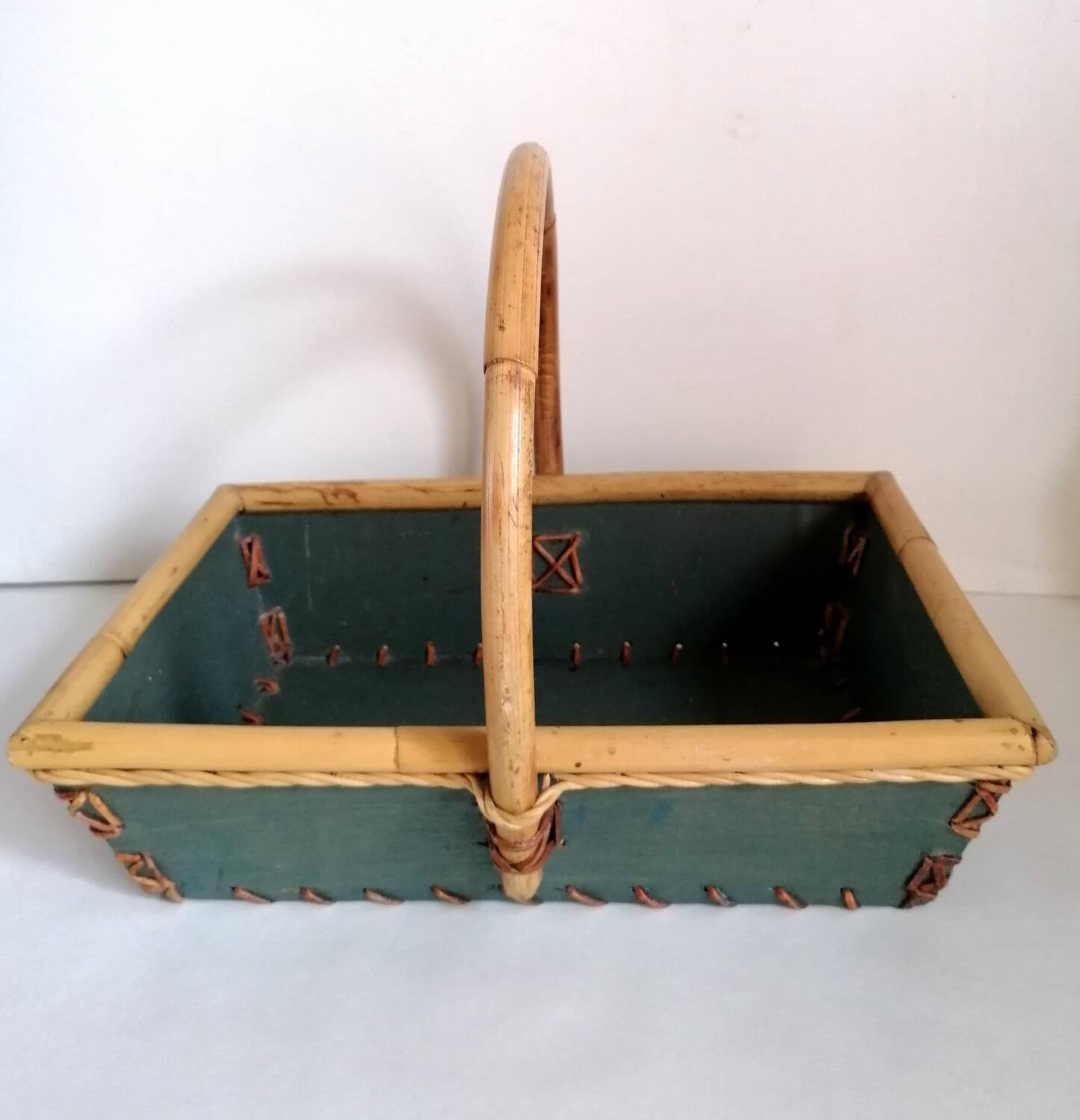 Wood and bamboo picking basket