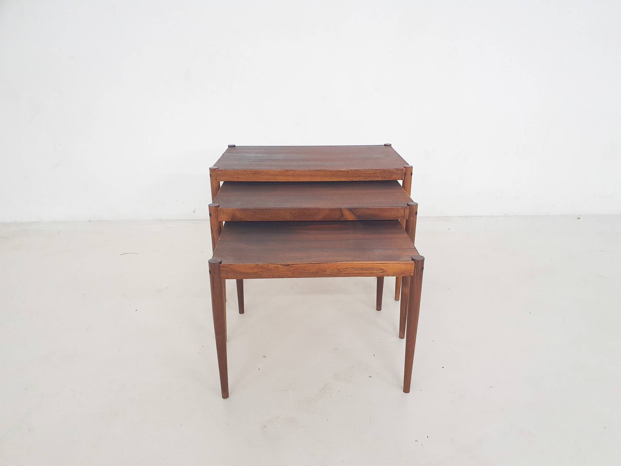 Mid-century wooden nesting tables, The Netherlands 1950's