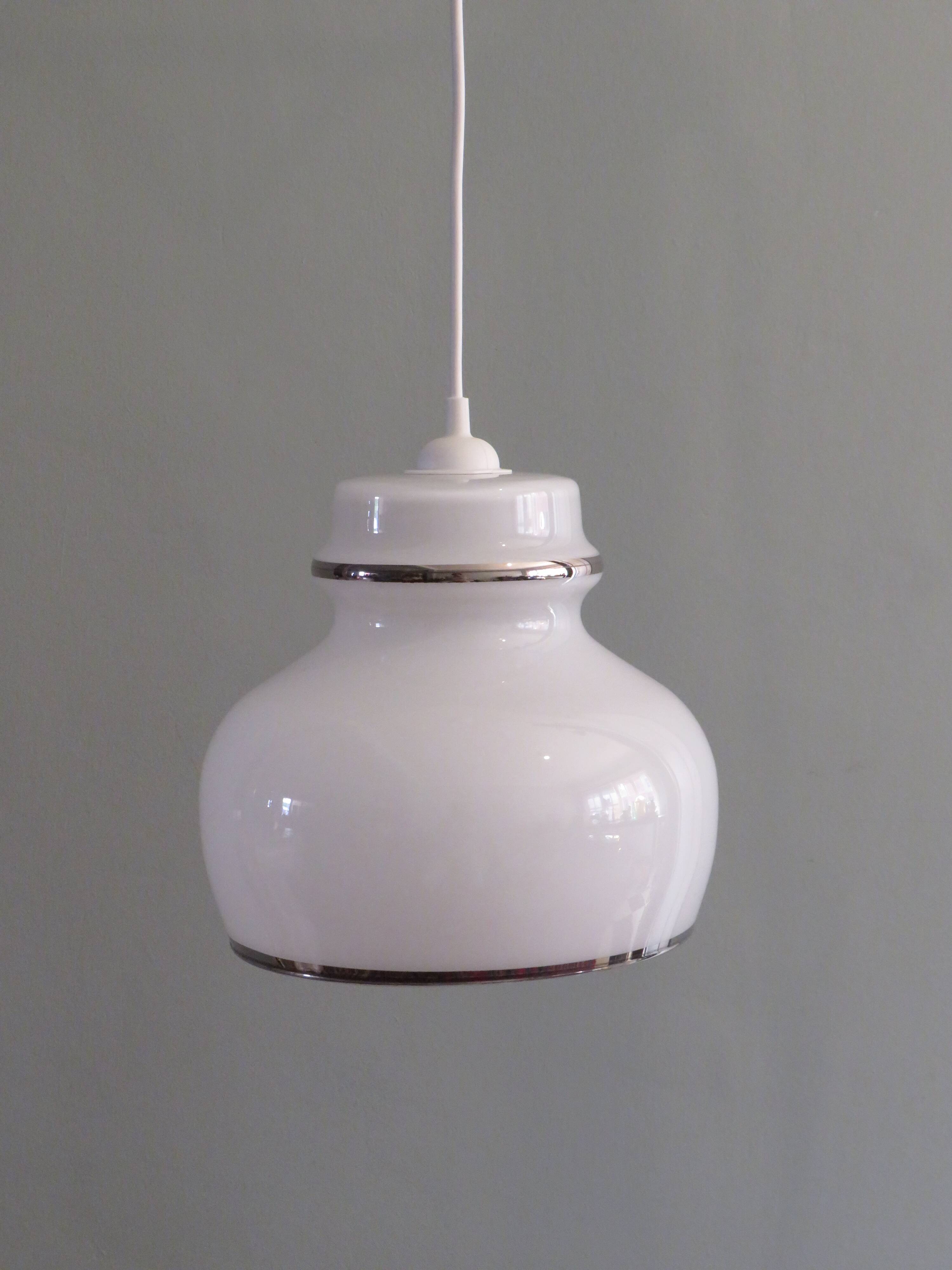 White opaline suspension Italy 1970