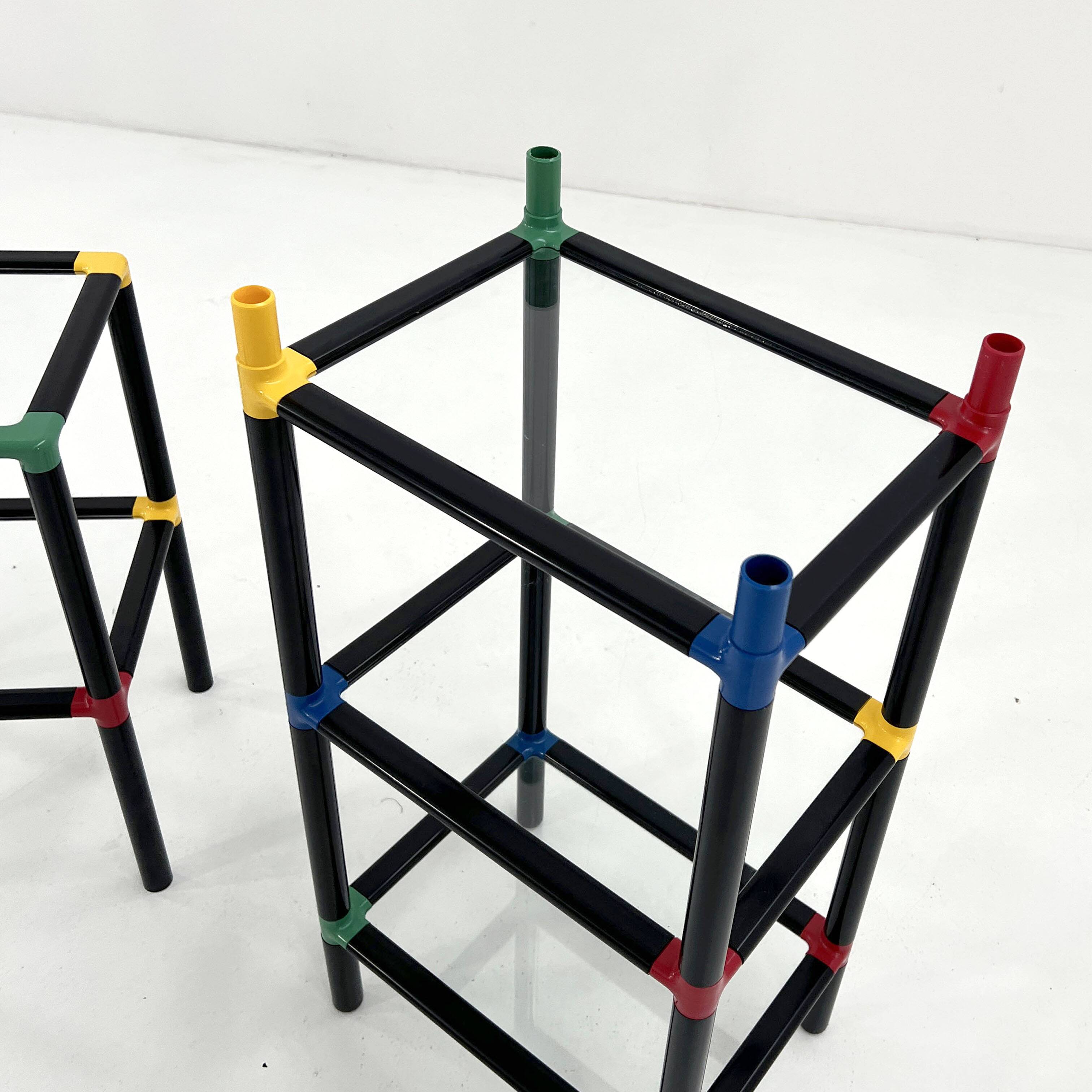 Multicoloured modular floor shelf, 1980