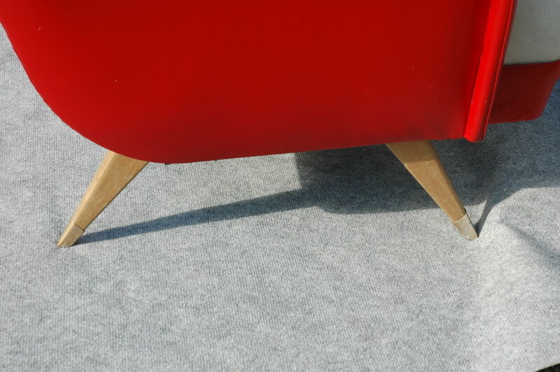 50s chairs in white and red skai, set of 2