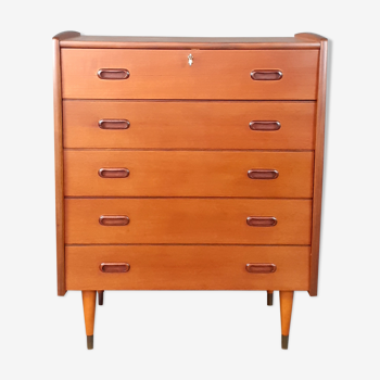 Commode Norvégienne 5 tiroirs en Teck, 1960s