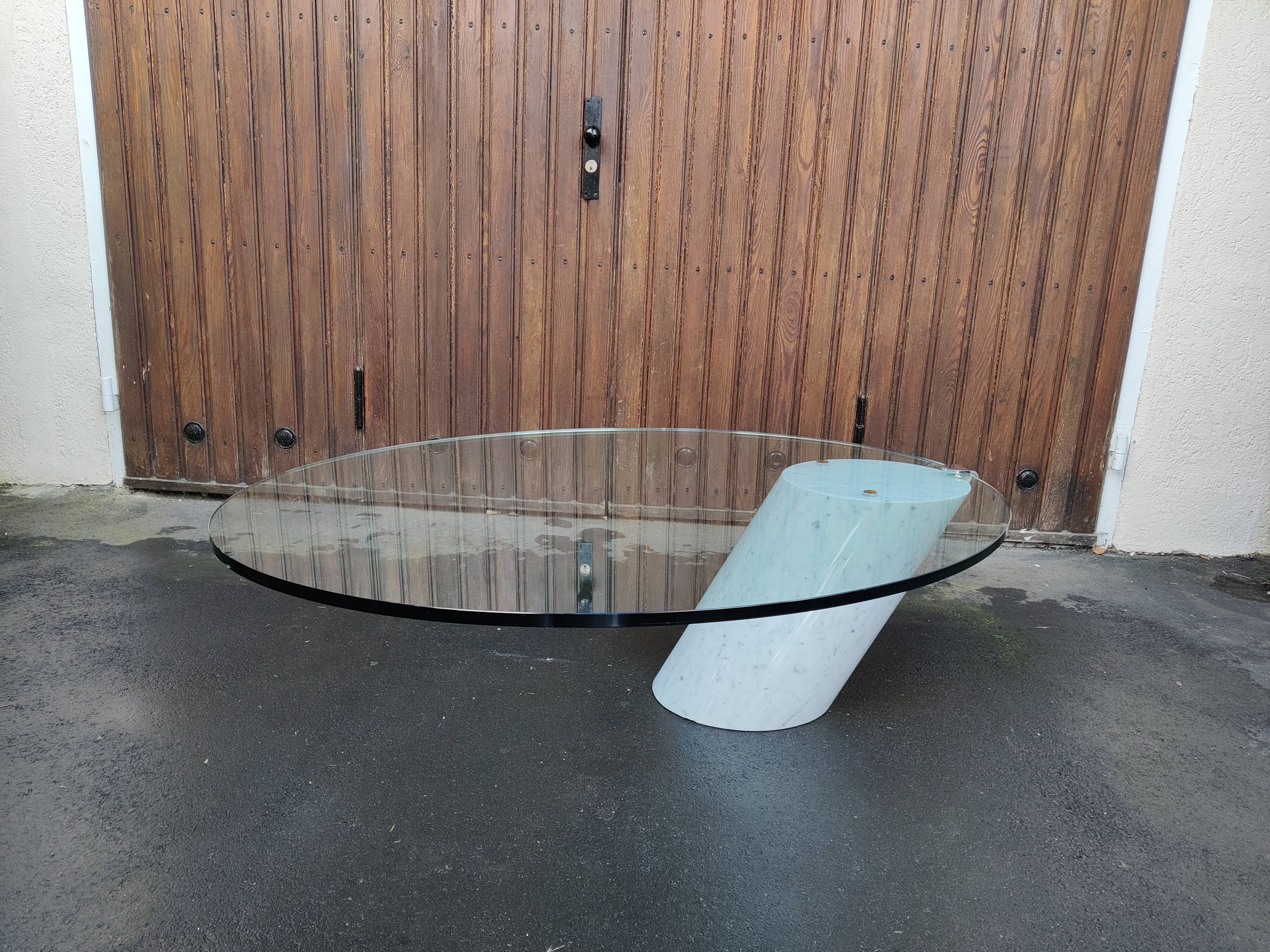 Table basse en marbre et verre K1000 par Ronald Schmitt, années 1970