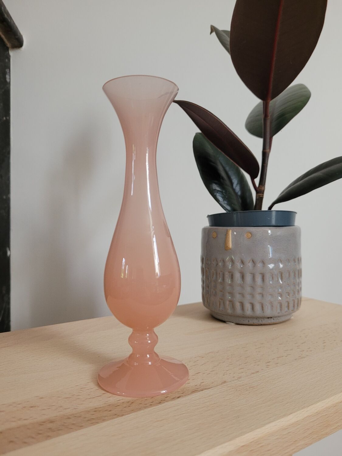 Small pink opaline vase
