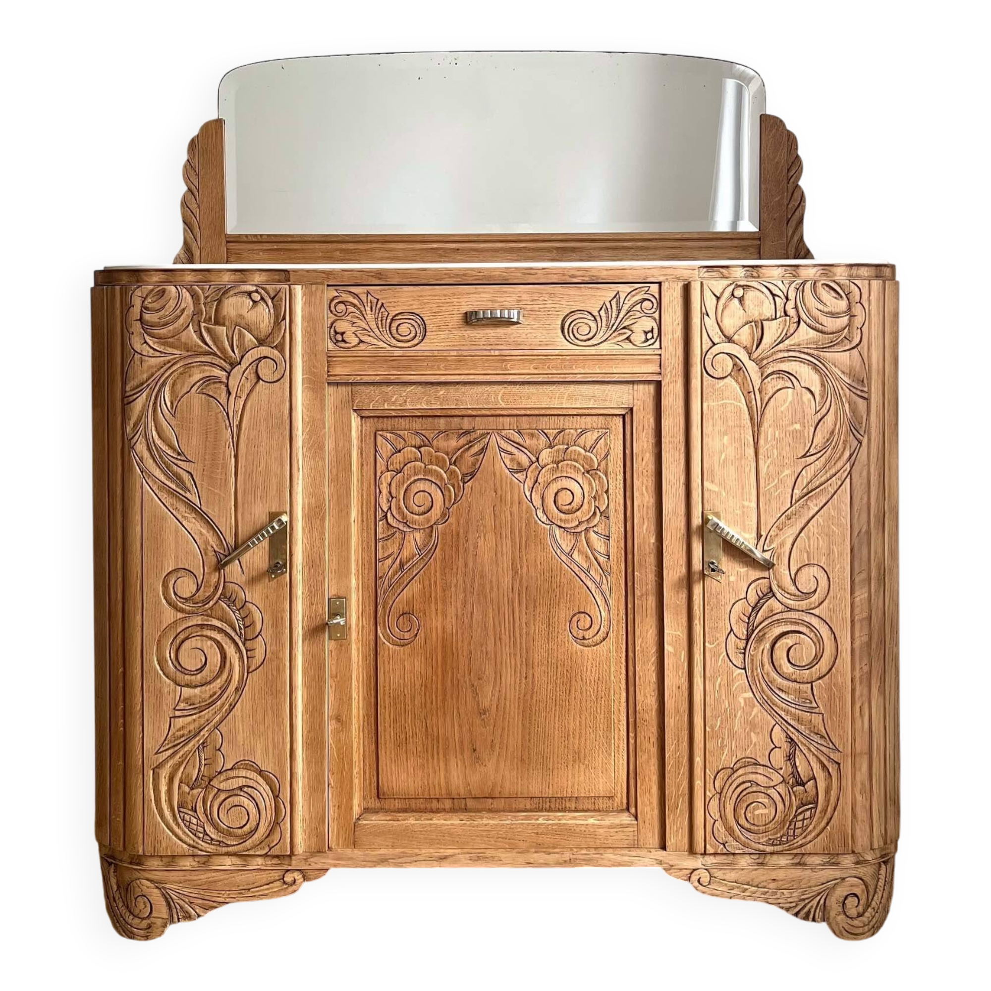 Art Deco oak sideboard with mirror (removable)