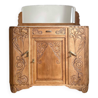 Art Deco oak sideboard with mirror (removable)