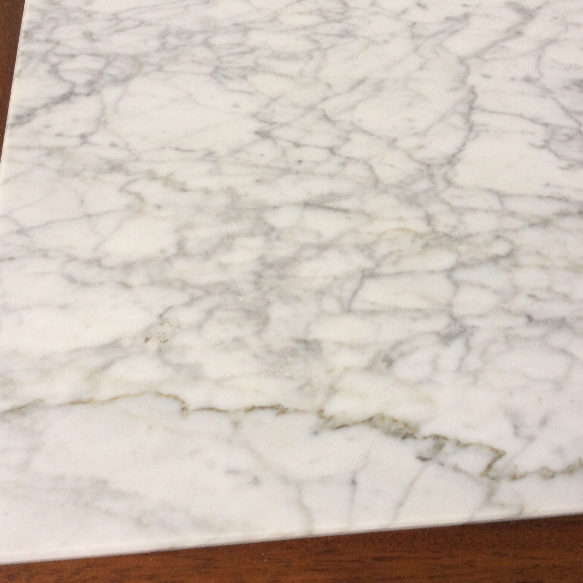 Scandinavian coffee table in teak and white marble