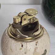 Briquet de table sphérique en travertin véritable – Italie, circa 1970