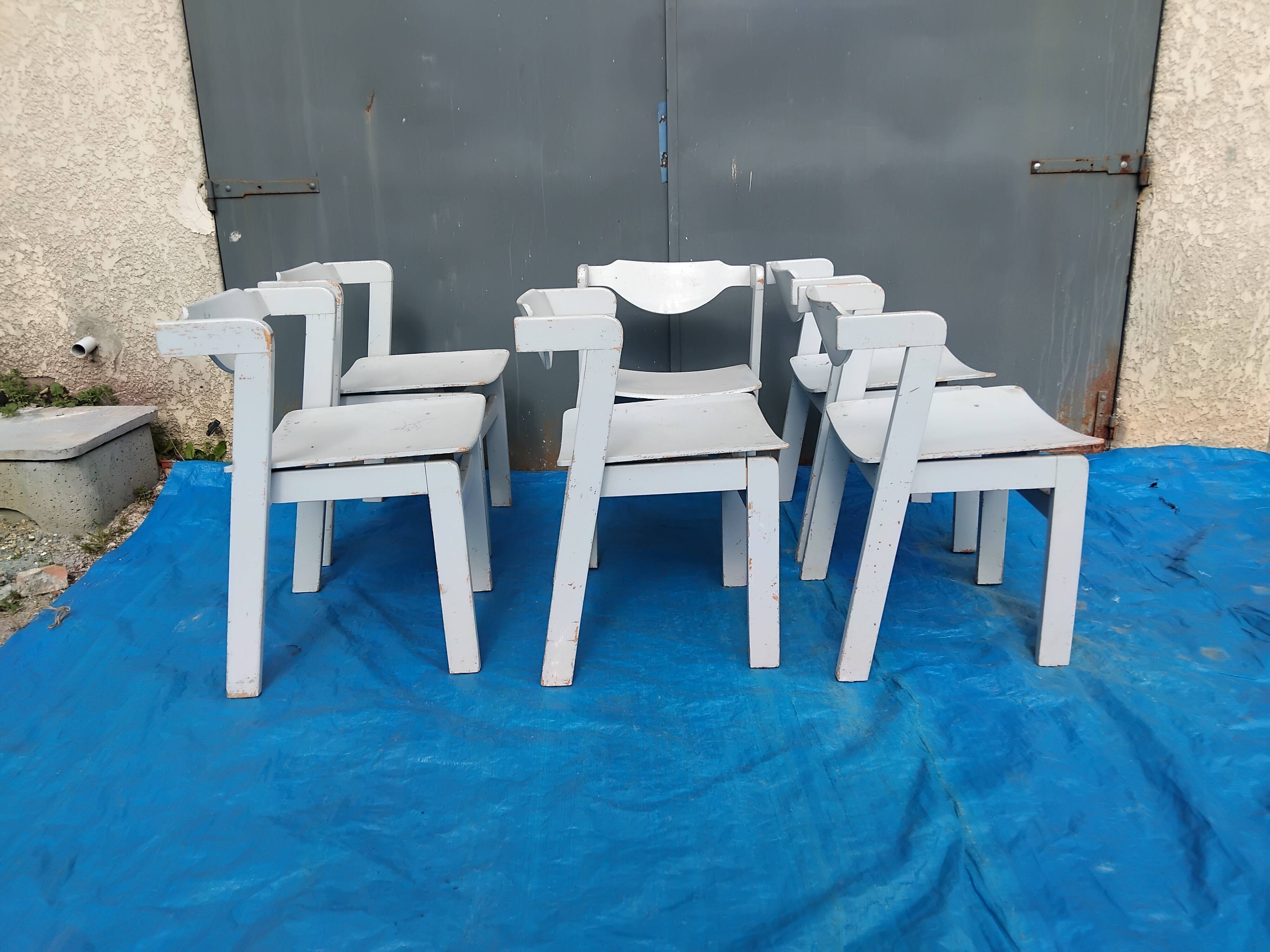 Set of 6 vintage designer chairs