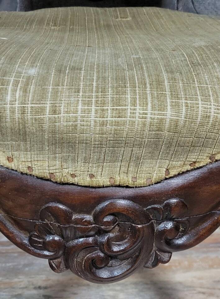 Louis XV style curved desk chair in carved mahogany circa 1850