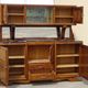 Large buffet with 2 bodies in walnut and marble