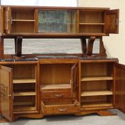 Grand buffet 2 corps en noyer et marbre