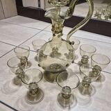 Roemer Glasses and Carafe 19th Century Mouth Blown Crystal