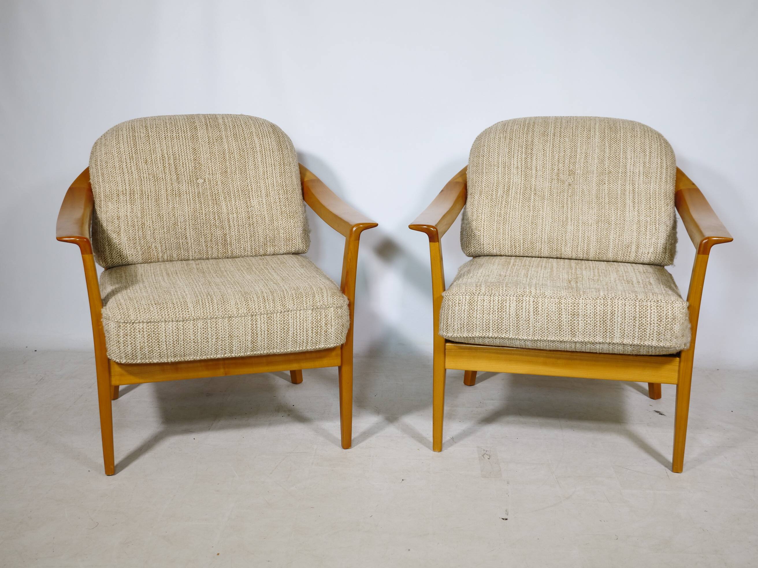 Cherrywood Club Chairs by Klaus Warzecha for Wilhelm Knoll, Set of 2, 1970s