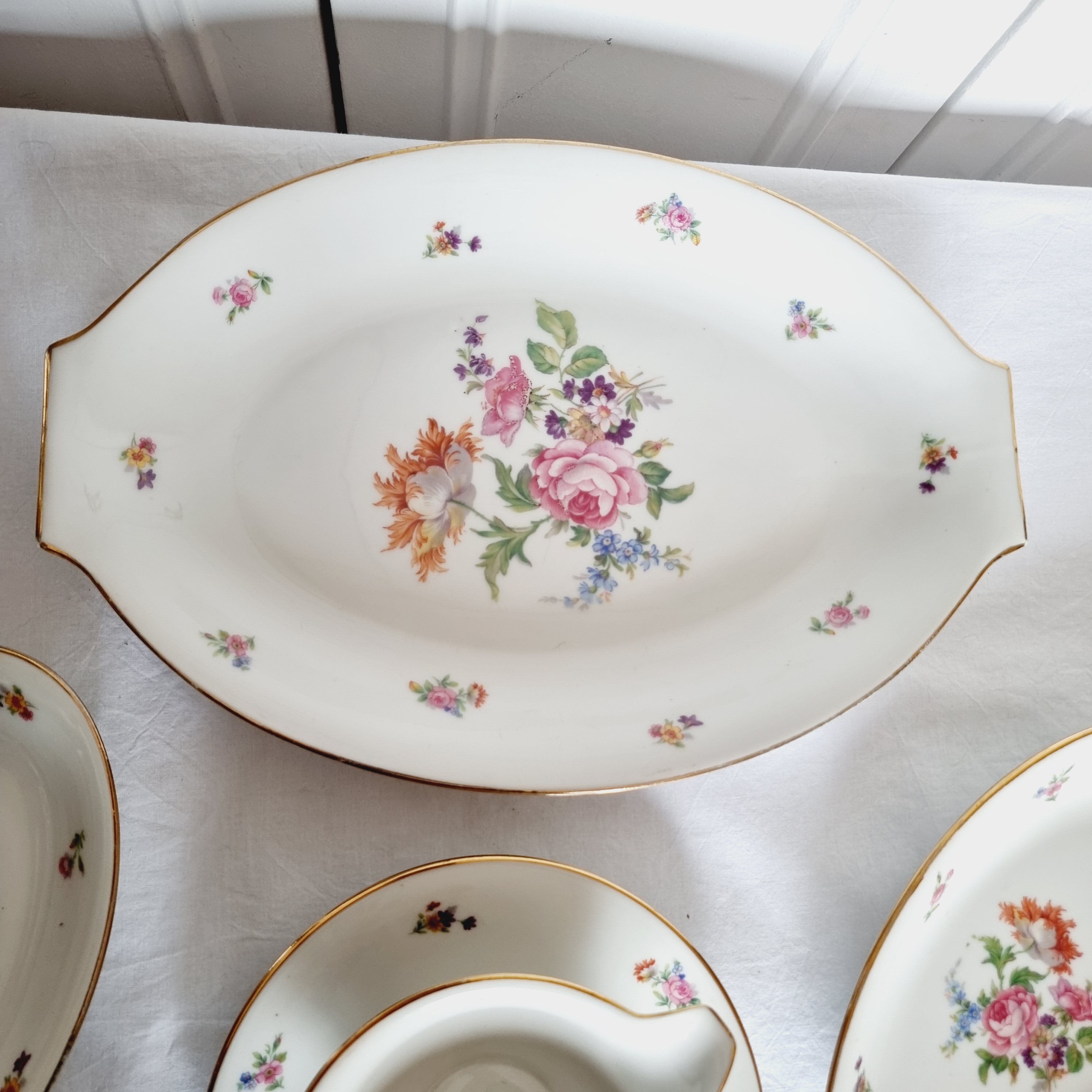 4 German Porcelain Serving Dishes from Bavaria Flores