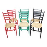Mid-Century Italian Dining Chairs with Woven Seats, Set of 6, 1960s–70s