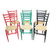 Mid-Century Italian Dining Chairs with Woven Seats, Set of 6, 1960s–70s