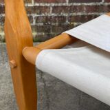 Vintage safari chair 1960s Denmark with canvas minimalist design