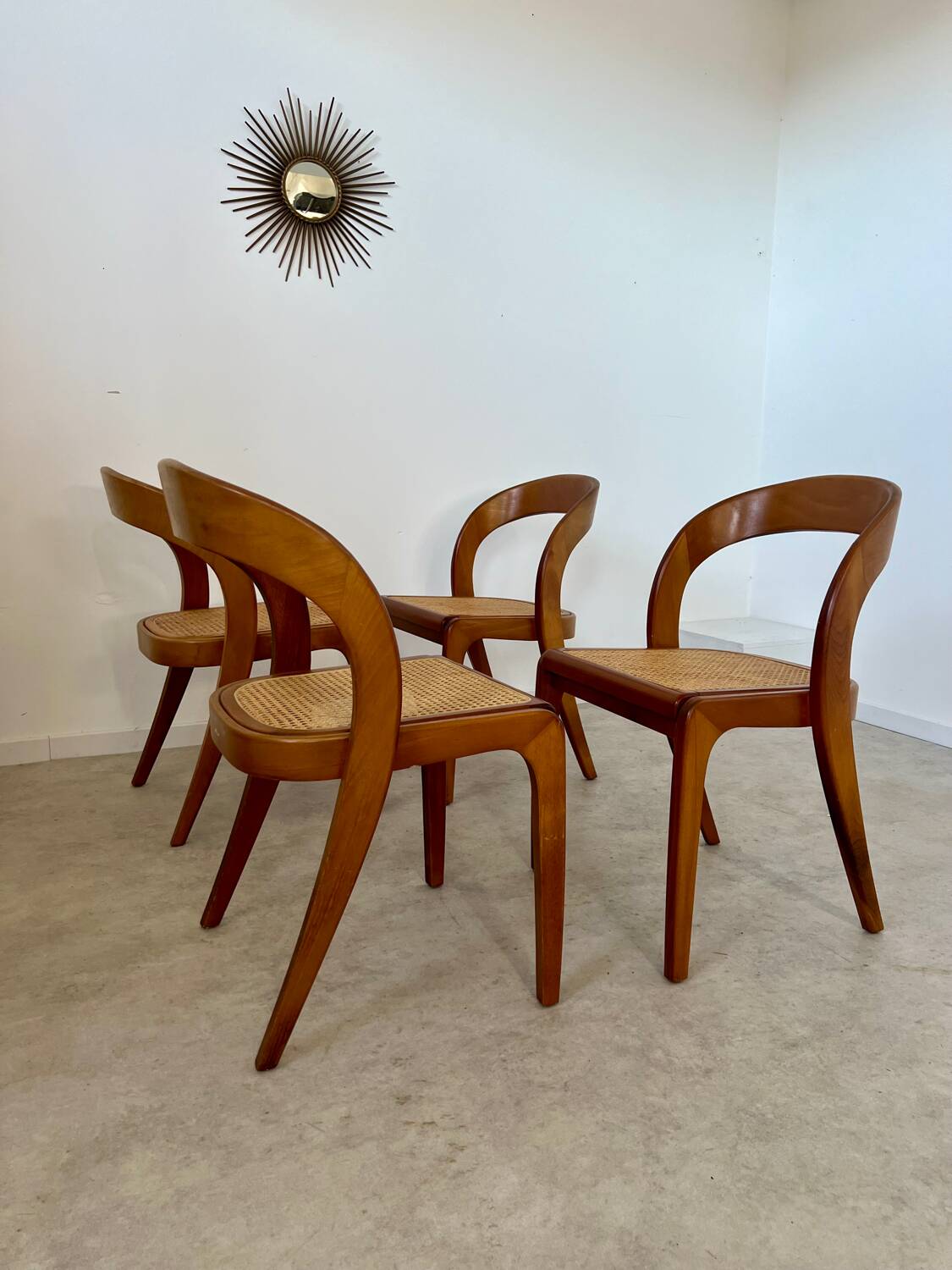 Set of 4 bentwood chairs Baumann design gondola cannage model 60s vintage