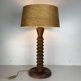 French modernist wood turned table lamp in the style of Charles Dudouyt, 1940s