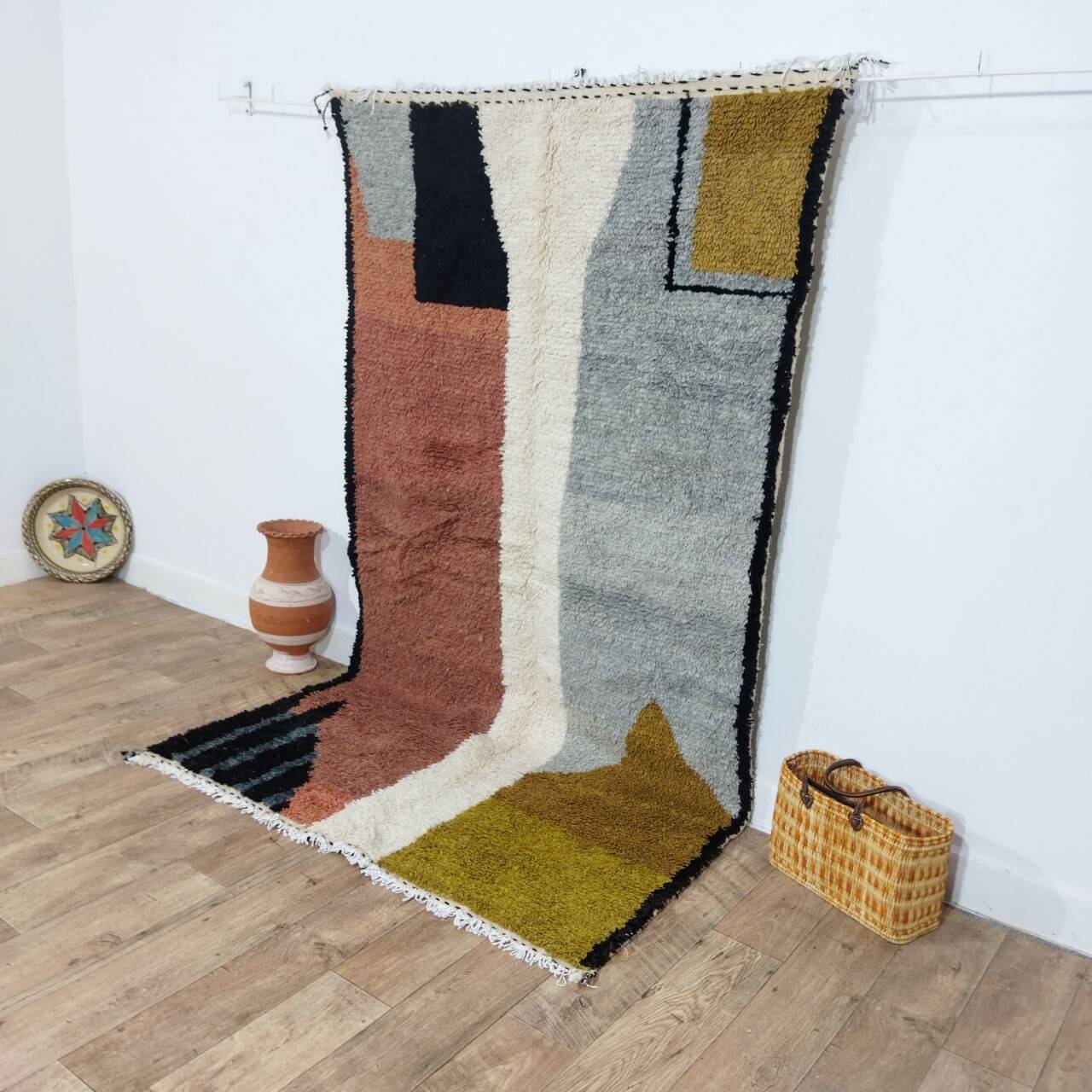Handmade wool Berber rug 250x140 cm