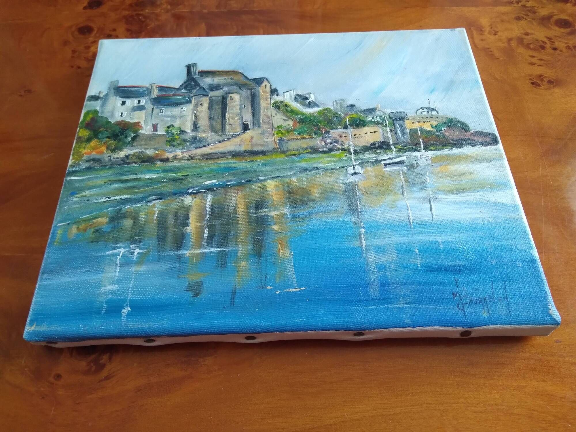 Oil on canvas marine painting Le conquet Breton