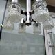 Vintage ceiling light in chrome-plated and cut glass, Targetti 1970 chandelier